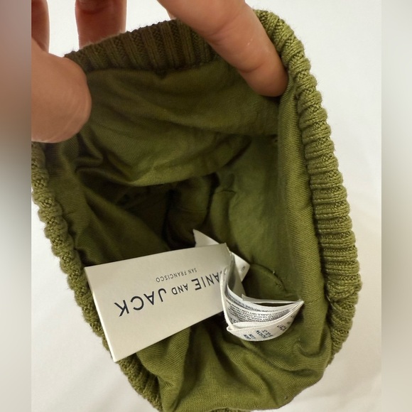 Janie and Jack Horse Green and Cream Pom Beanie - Picture 5 of 5